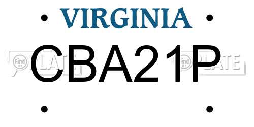 CBA21P Virginia License Plate