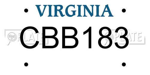 CBB183 Virginia License Plate