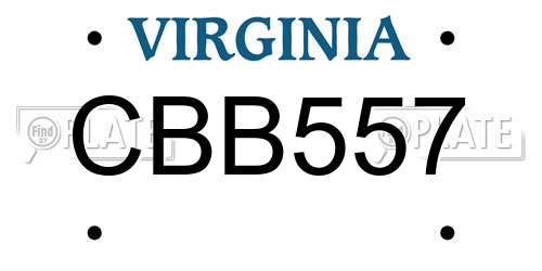 CBB557 Virginia License Plate