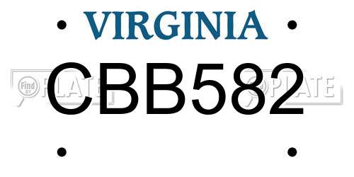 CBB582 Virginia License Plate