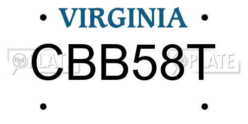 CBB58T Virginia License Plate