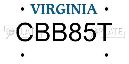 CBB85T Virginia License Plate