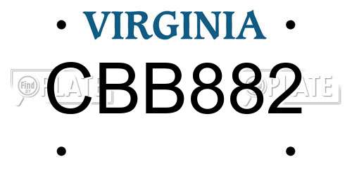 CBB882 Virginia License Plate
