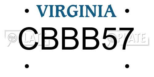 CBBB57 Virginia License Plate