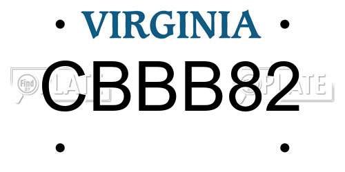 CBBB82 Virginia License Plate