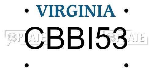 CBBI53 Virginia License Plate