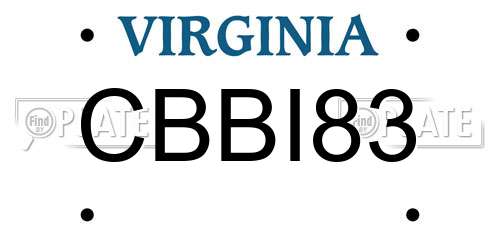 CBBI83 Virginia License Plate