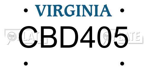CBD405 Virginia License Plate