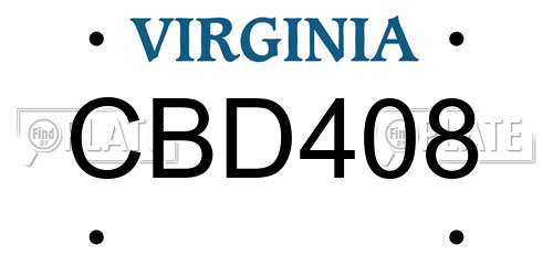 CBD408 Virginia License Plate