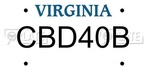 CBD40B Virginia License Plate