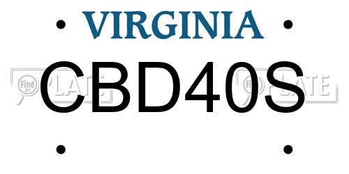 CBD40S Virginia License Plate