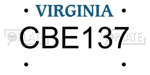 CBE137 Virginia License Plate