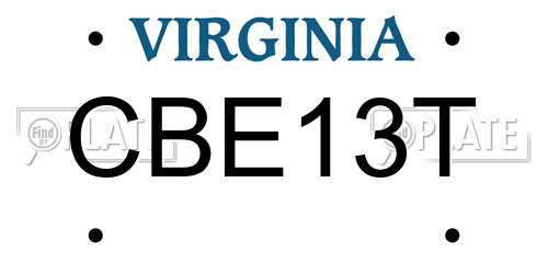CBE13T Virginia License Plate