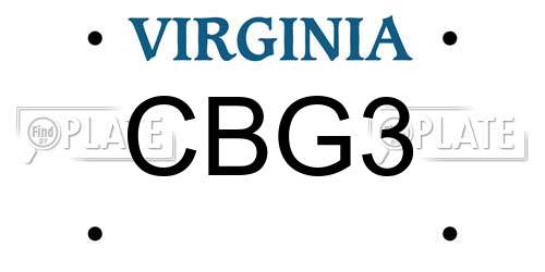 CBG3 Virginia License Plate