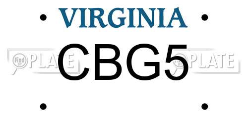 CBG5 Virginia License Plate