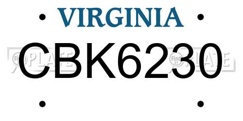 CBK6230 Virginia License Plate