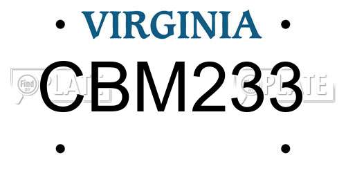 CBM233 Virginia License Plate