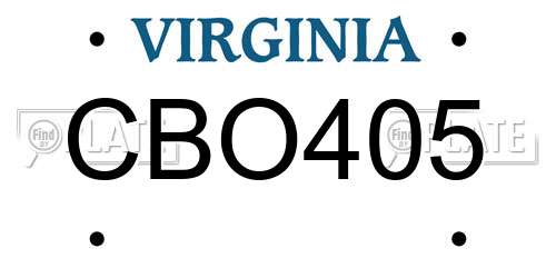 CBO405 Virginia License Plate
