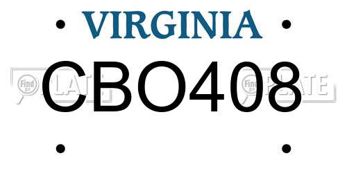 CBO408 Virginia License Plate