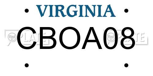 CBOA08 Virginia License Plate