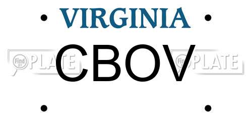 CBOV Virginia License Plate