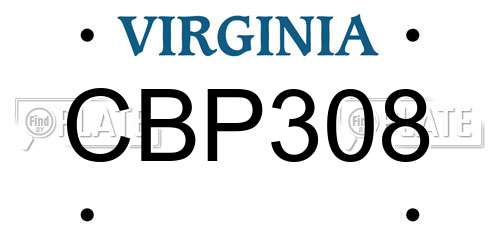 CBP308 Virginia License Plate