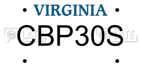 CBP30S Virginia License Plate