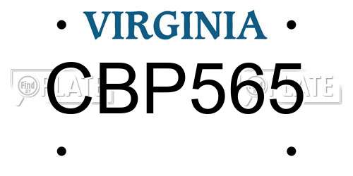 CBP565 Virginia License Plate