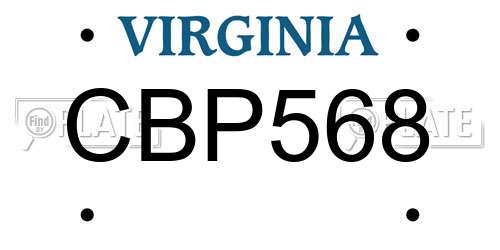 CBP568 Virginia License Plate