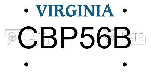 CBP56B Virginia License Plate