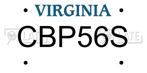 CBP56S Virginia License Plate