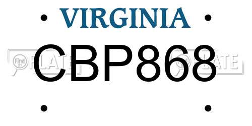 CBP868 Virginia License Plate