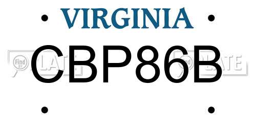 CBP86B Virginia License Plate
