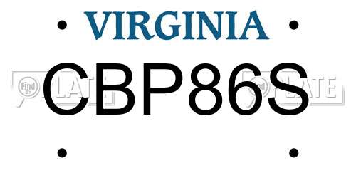 CBP86S Virginia License Plate