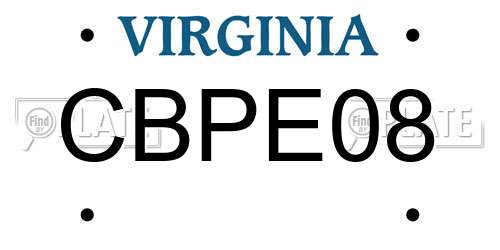 CBPE08 Virginia License Plate