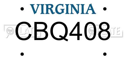 CBQ408 Virginia License Plate