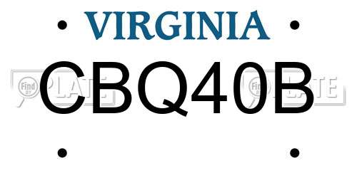 CBQ40B Virginia License Plate