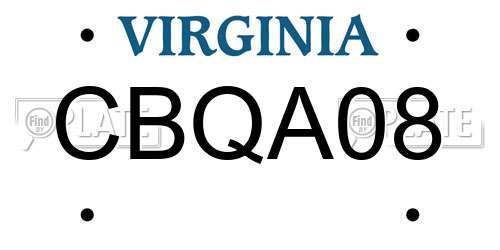 CBQA08 Virginia License Plate