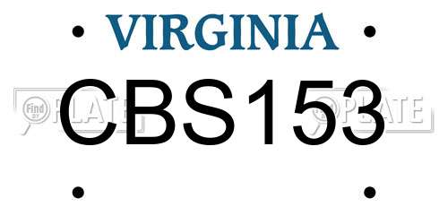 CBS153 Virginia License Plate