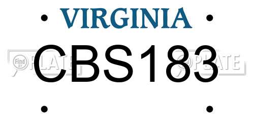 CBS183 Virginia License Plate