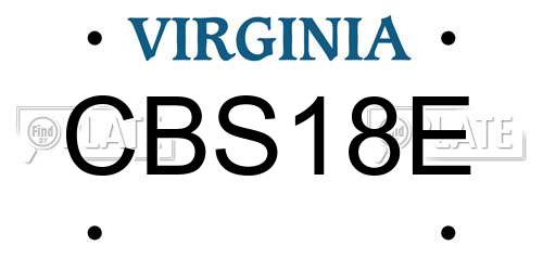 CBS18E Virginia License Plate