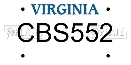 CBS552 Virginia License Plate
