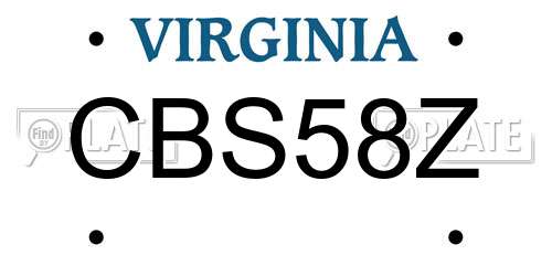 CBS58Z Virginia License Plate