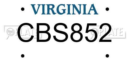 CBS852 Virginia License Plate