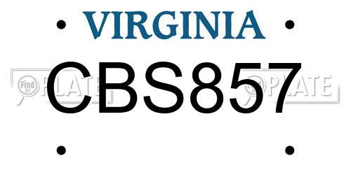 CBS857 Virginia License Plate