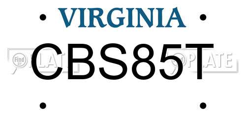 CBS85T Virginia License Plate