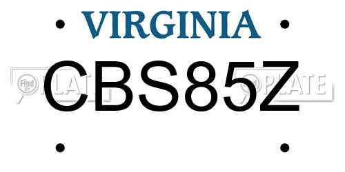 CBS85Z Virginia License Plate