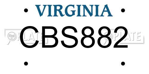 CBS882 Virginia License Plate