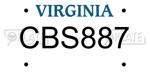 CBS887 Virginia License Plate