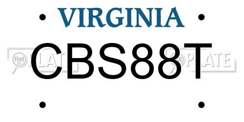 CBS88T Virginia License Plate